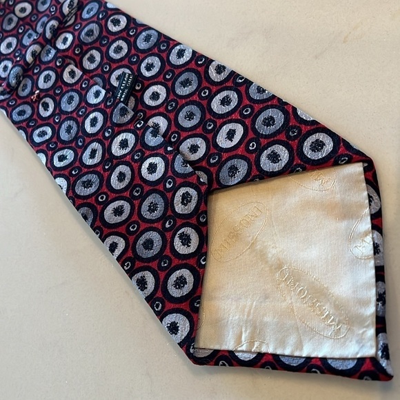 Missoni Designer Handmade Silk Necktie Red Black & Silver - Picture 3 of 5